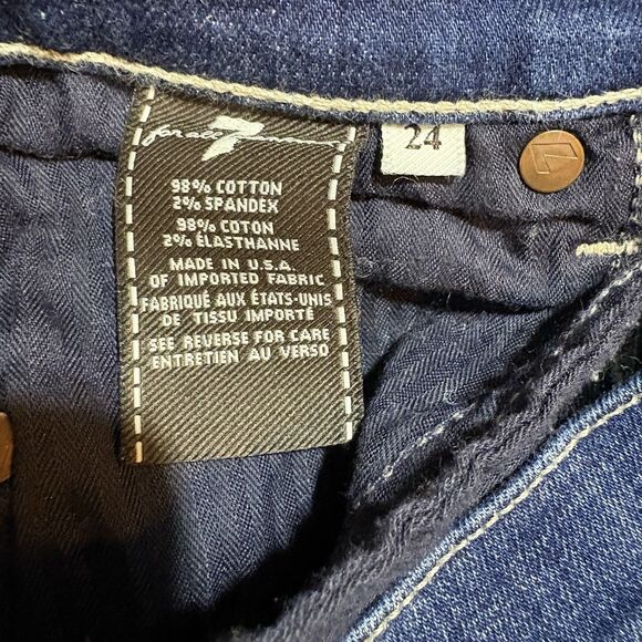 7 For All Mankind Womens  24 The Slim Cigarette Jeans Mid Rise Waist Y2K Boho - Picture 7 of 12